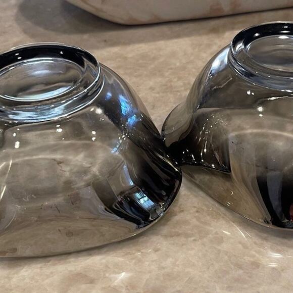 Vintage 50's60’s Dorothy Thorpe pinched Glass bowls x 2 retro silver - Picture 11 of 12